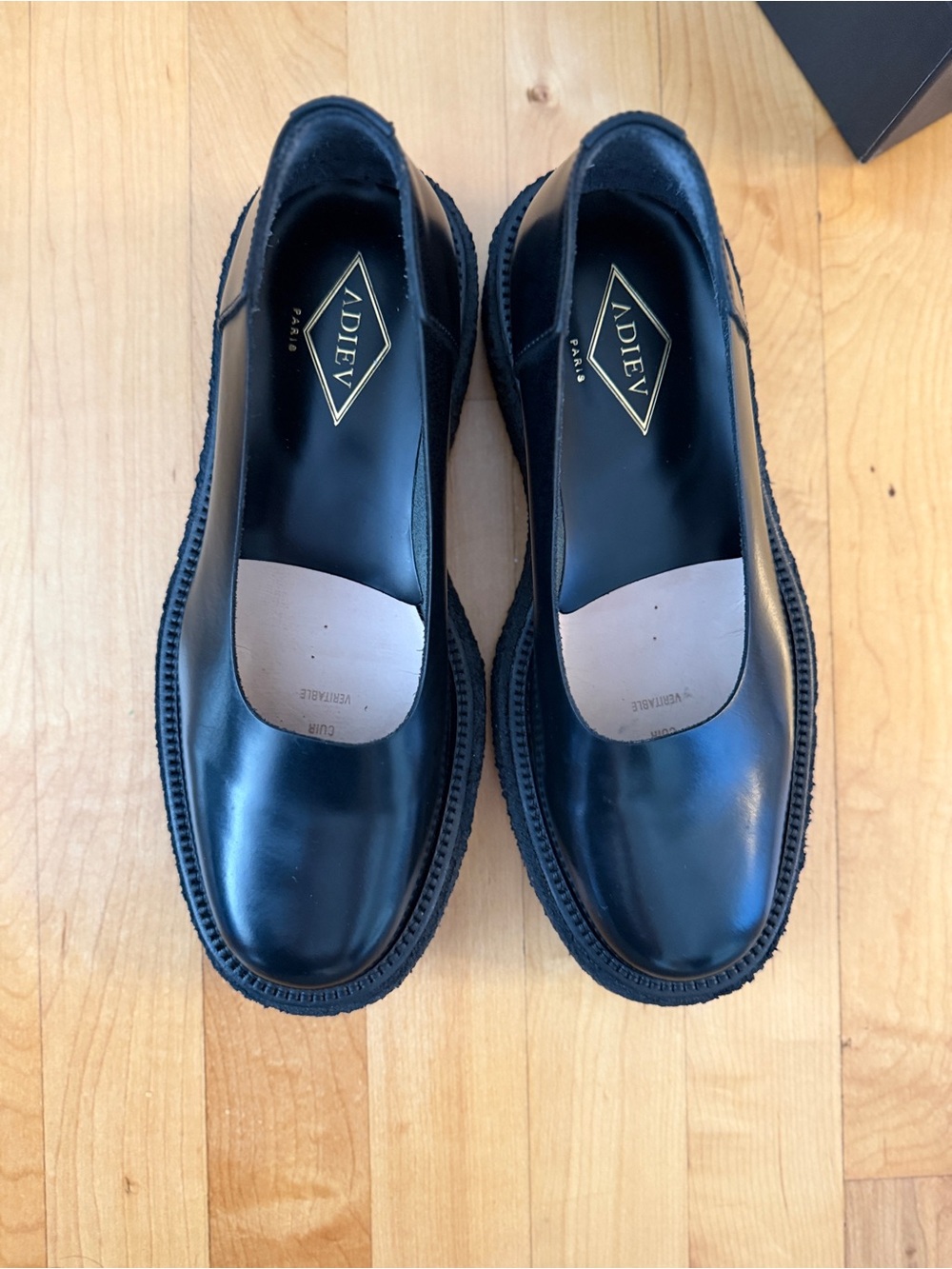 Black Leather Women's Slip-On Loafers